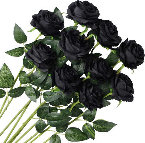 Artificial Black Roses (10pc)